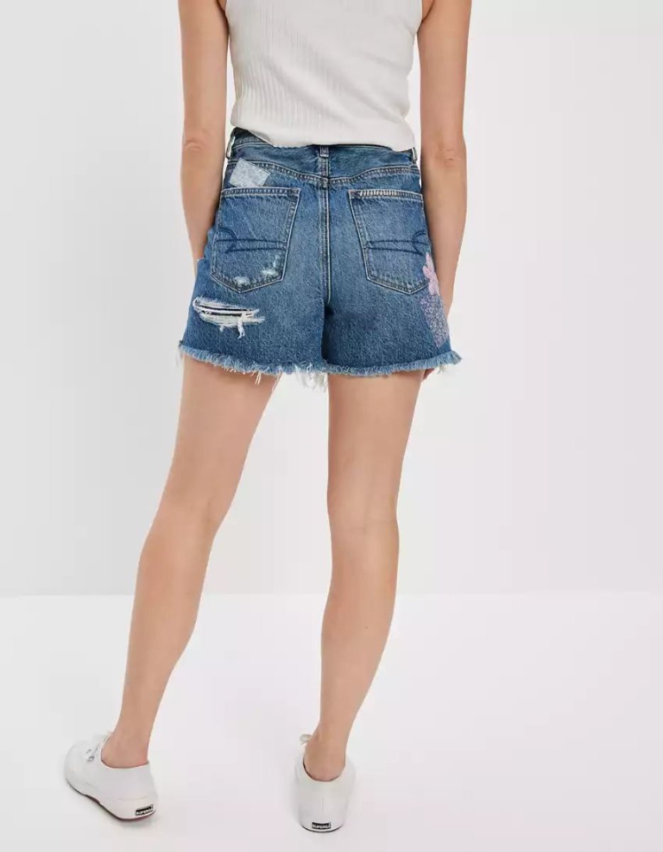 Shorts American Eagle AE Denim Highest Taille Baggy Indigo Femme | LOG-79772967